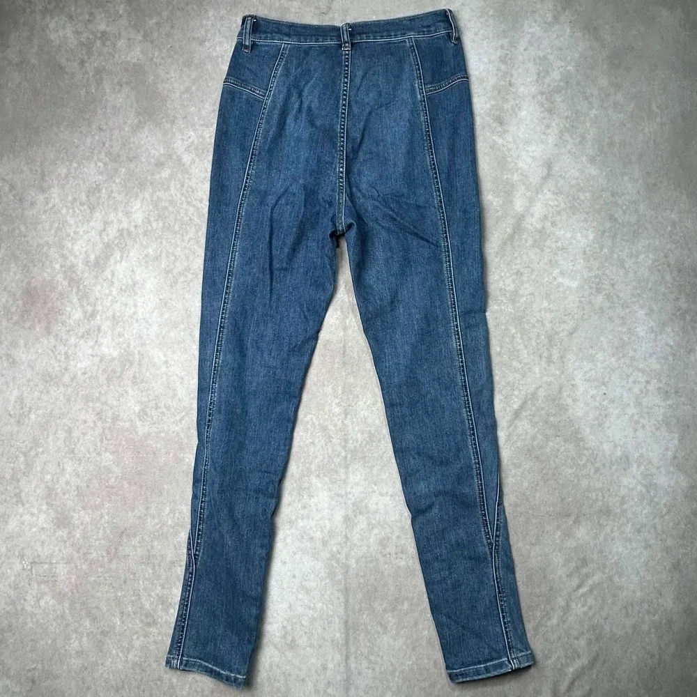We The Free Free People High Rise Seamed Skinny Jeans Blue 28 OB1047643